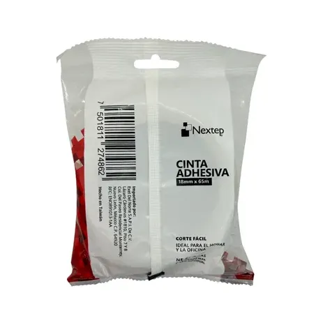 Cinta Adhesiva Nextep Corte Facil 18mm x 65mts Bolsa c/2 Piezas