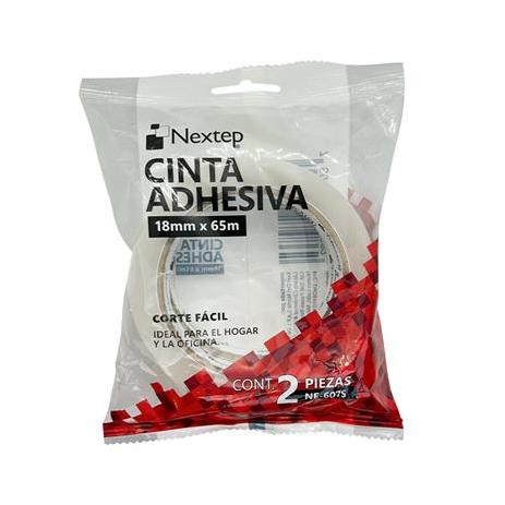 Cinta Adhesiva Nextep Corte Facil 18mm x 65mts Bolsa c/2 Piezas
