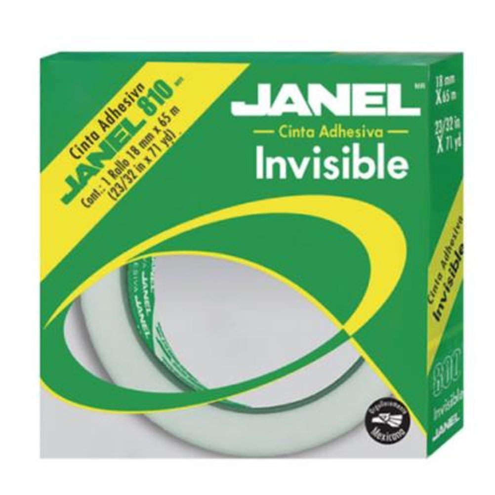 Cinta Adhesiva Janel Adhesiva Invisible 810 (18mmx65m) en Bolsa Transparente