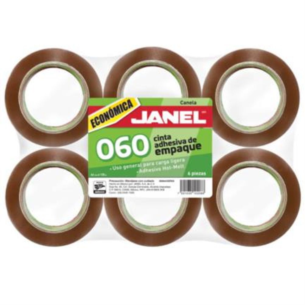 Cinta de Empaque Jane(0,48x50m) 30 micras Polipropileno Transparente Canela 6 Pieza(s)
