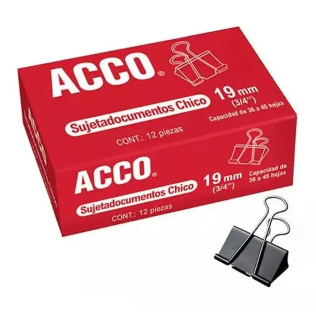Clip Sujeta Documentos Acco Chico 19 Mm Caja Con 12 Piezas