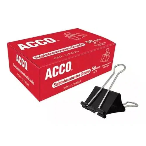 Clip Sujeta Documentos Acco Grande 50 Mm Caja Con 12 Piezas