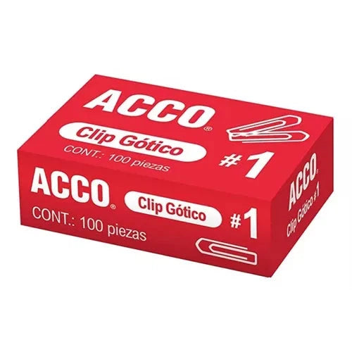 Clip Gótico No. 1 Acco 32 Mm 10 Cajas Con 100 Clips C/u
