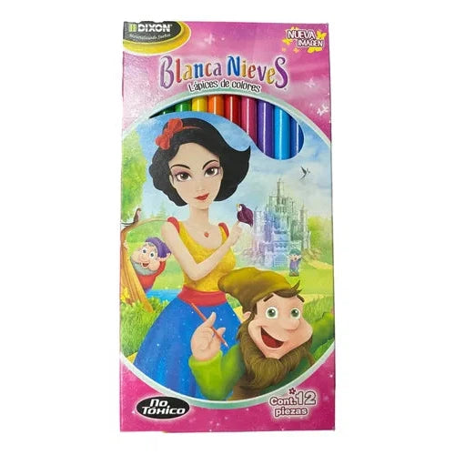 Lápices De Colores Blanca Nieves Dixon Largos 12 Piezas