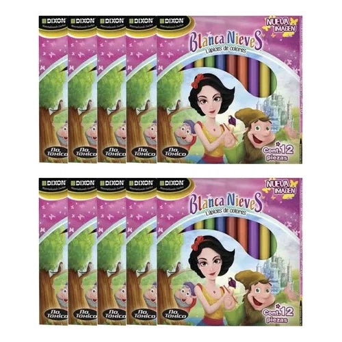 Kit Lápices De Colores Blanca Nieves Dixon Cortos 10 Cajas