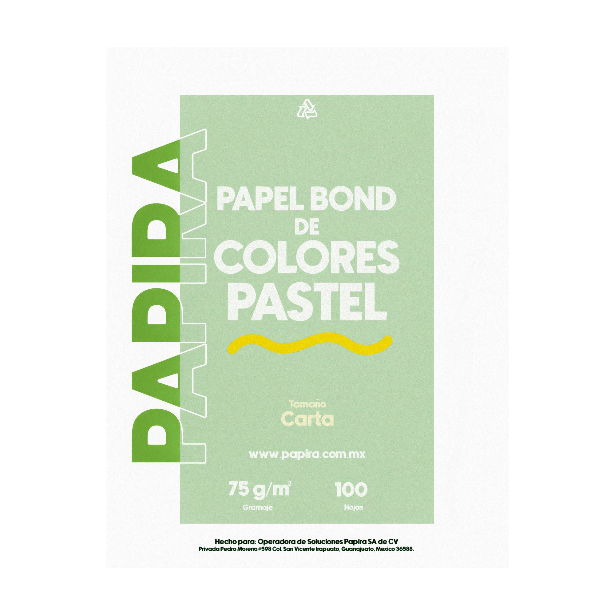 Papel Bond De Colores Pastel Papira Tamaño Carta 100 Hojas