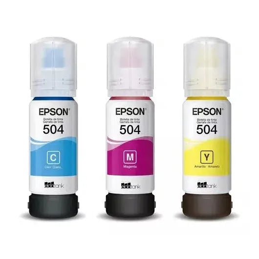 Kit 3 Tintas para Impresora Epson T504 Ecotank Tinta Continua L4150 L4160