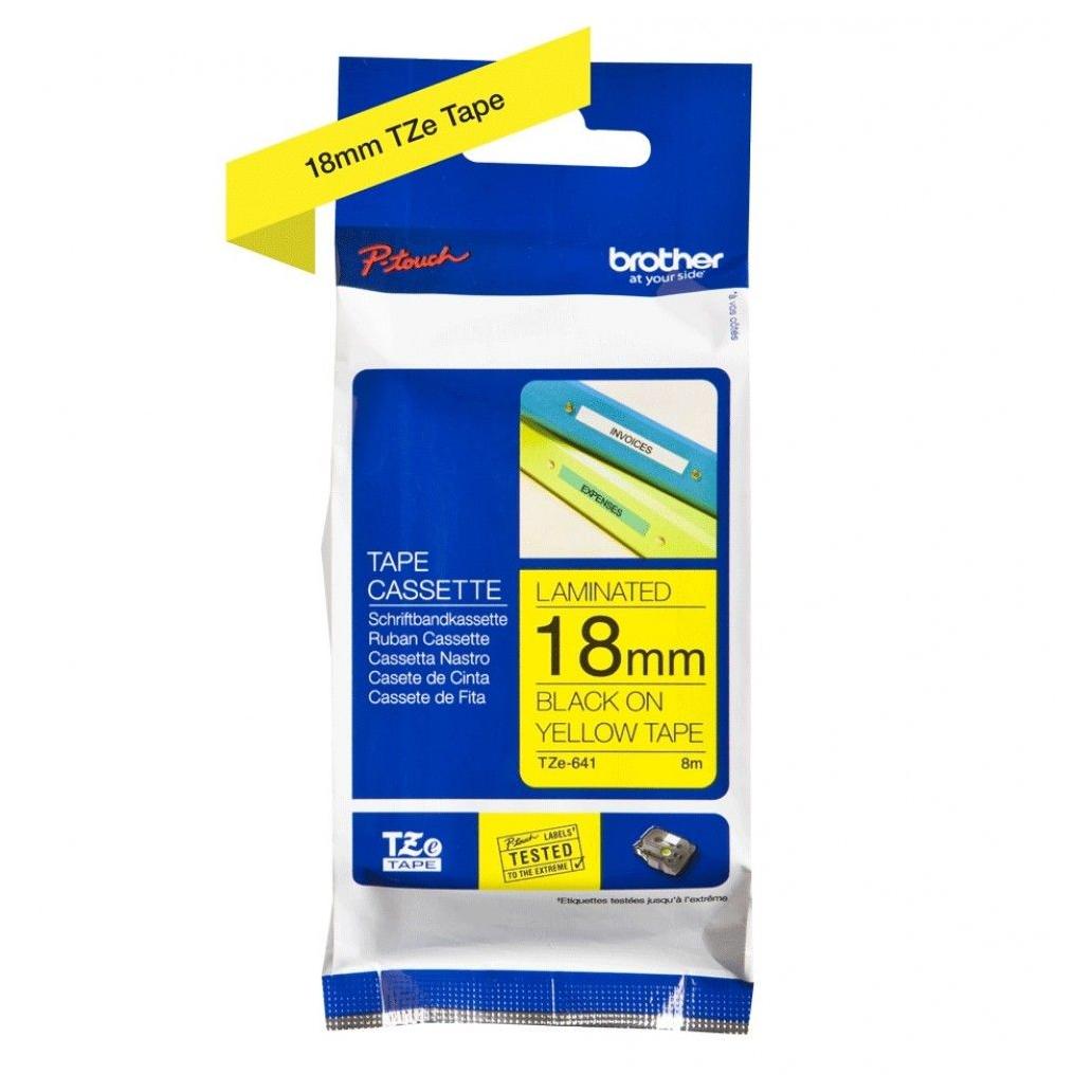 CINTA BROTHER TZE641 NEGRO SOBRE AMARILLO, 18MM X 8M