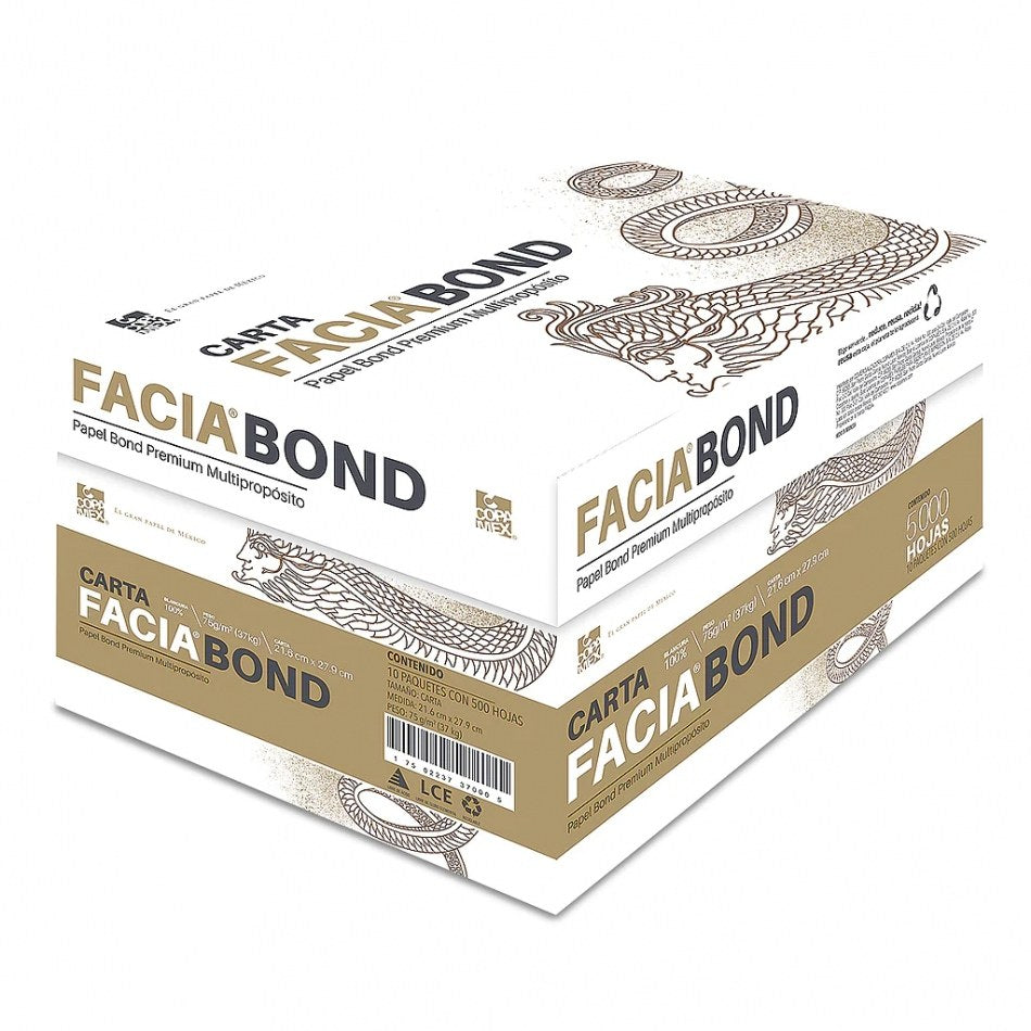 Copamex Papel Facia Bond 75g/m², 5000 Hojas de Tamaño Carta, Blanco
