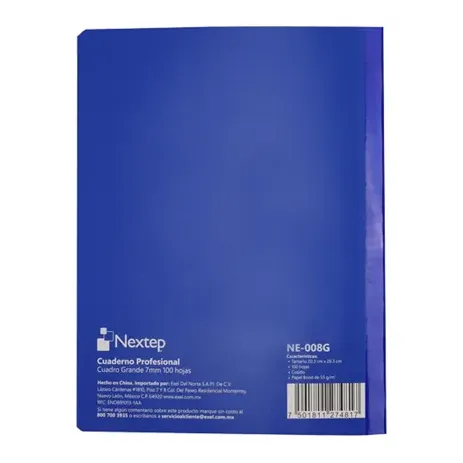 Cuaderno Nextep Profesional Cuadro Grande C7 100 Hojas Cosido