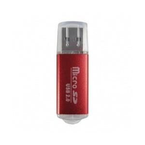 BRobotix Lector de Memoria 345673R, para MicroSD, USB 2.0, Rojo