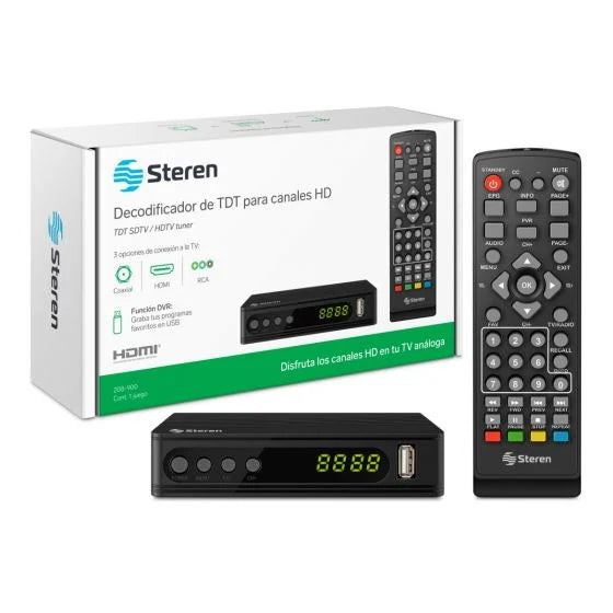 Descodificador para Televisor Steren 208-900 NTSC Full HD HDMI,RCA Negro