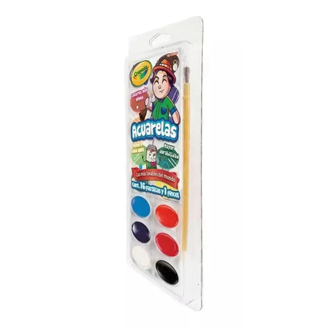 Acuarelas Crayola Base Agua Lavables 16 Colores Y 1 Pincel