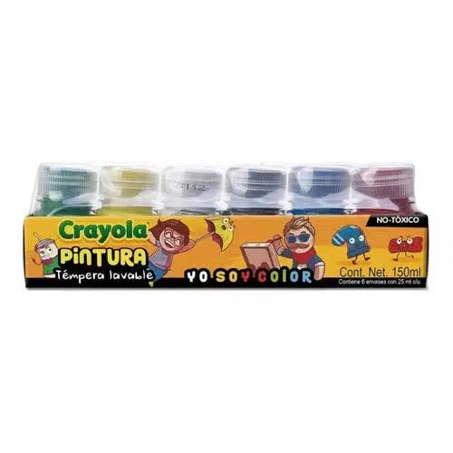Pintura Témpera Lavable Crayola 6 Frascos De 25 Ml C/u