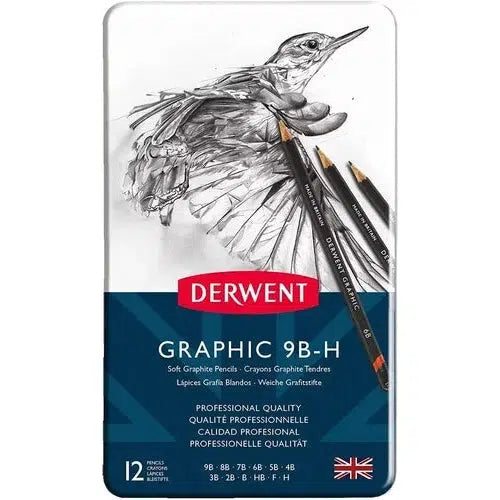 Lápices De Grafito Suaves Derwent Graphic 9b - H 12 Piezas