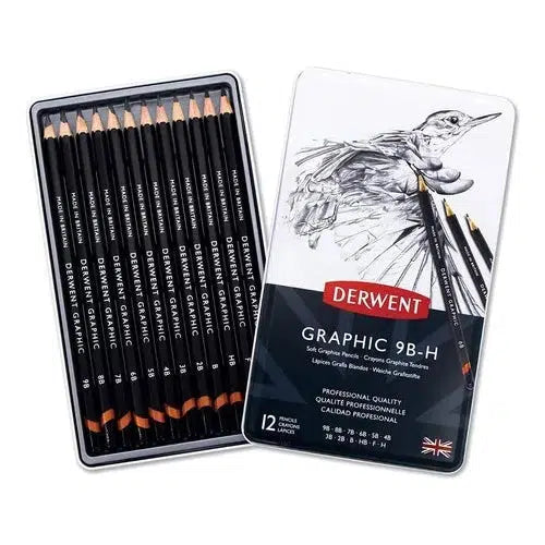 Lápices De Grafito Suaves Derwent Graphic 9b - H 12 Piezas