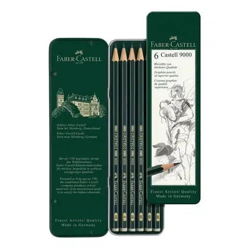 Lápices De Grafito Castell 9000 Faber Castell Estuche 6 Pz