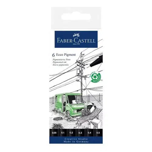 Faber Castell Kit Estilógrafo Rotulador Ecco Pigment 6 Pzs