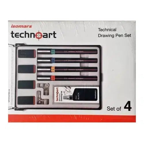Kit De 4 Estilógrafo Recargables Técnico Isomars Technoart