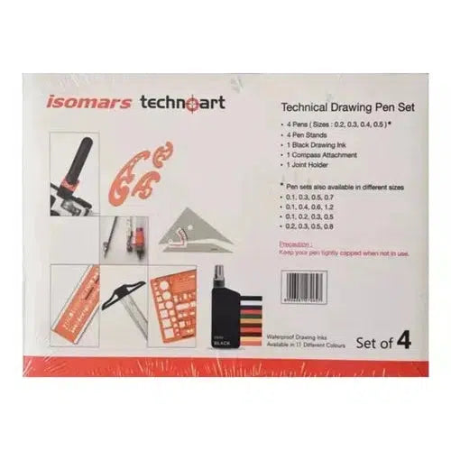 Kit De 4 Estilógrafo Recargables Técnico Isomars Technoart