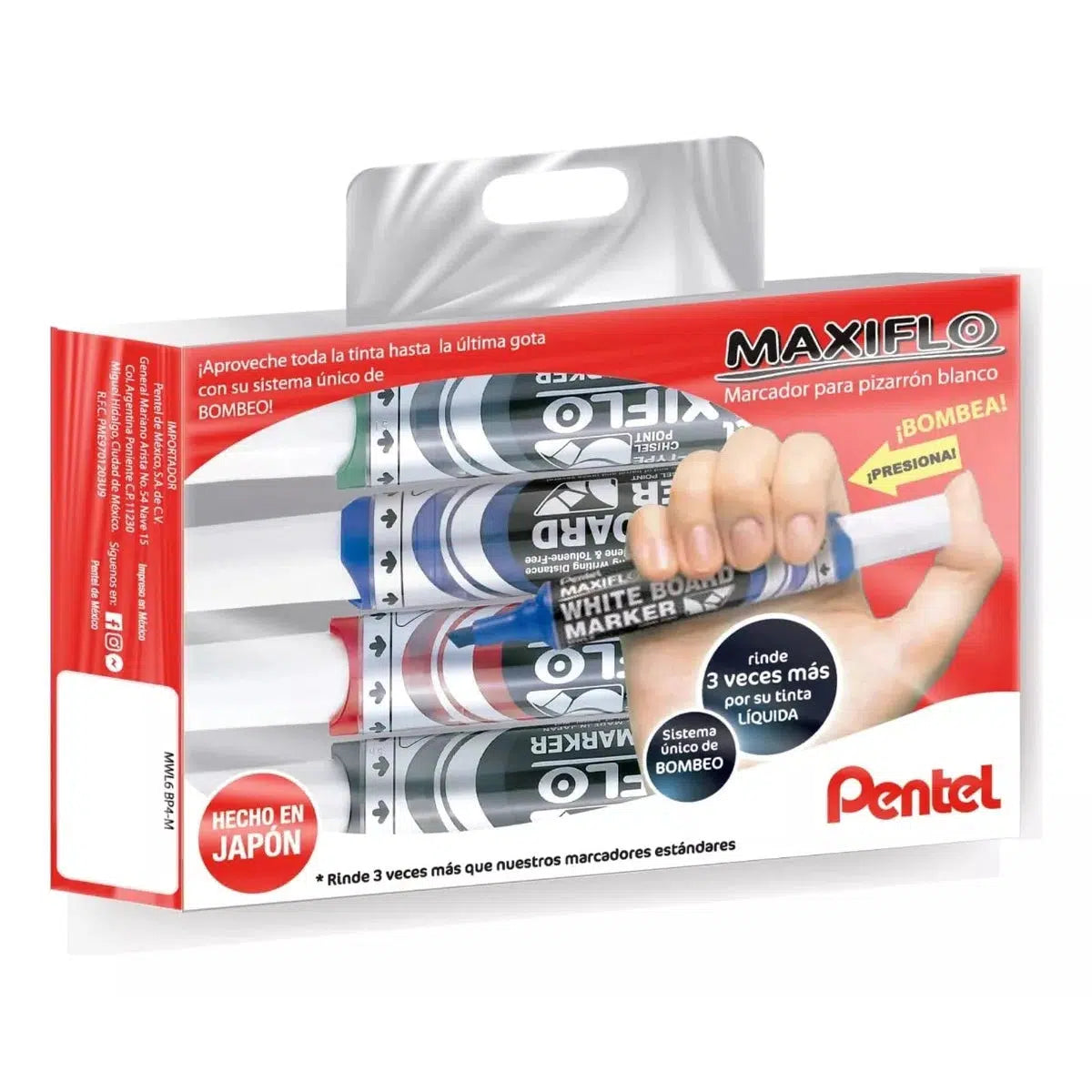 Marcador Para Pizarrón Blanco Pentel Maxiflo Caja 4 Piezas