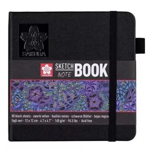 Libreta Sakura Sketch Book Hoja Negra 12 X 12 Cm 140g 80 Hjs