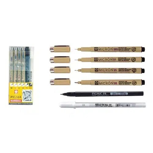 Kit Estilógrafo Pigma Micron Manga Puntas Diferentes 6 Pzs