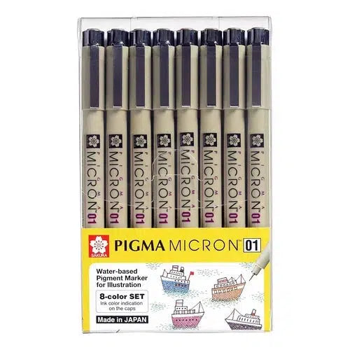 Kit Estilógrafo Pigma Micron 01 Diferentes Colores 8 Piezas