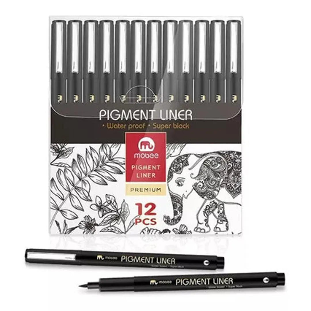 Kit Estilógrafo Profesional Negro Puntas Diferentes 12 Pzs
