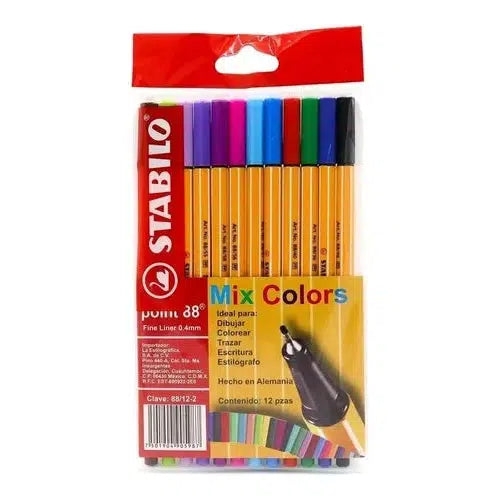 Rotuladores Stabilo Point 88 Mix Colors Estuche 12 Colores