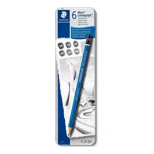 Lápices Para Diseño Mars Lumograph Staedtler Estuche 6 Pzs