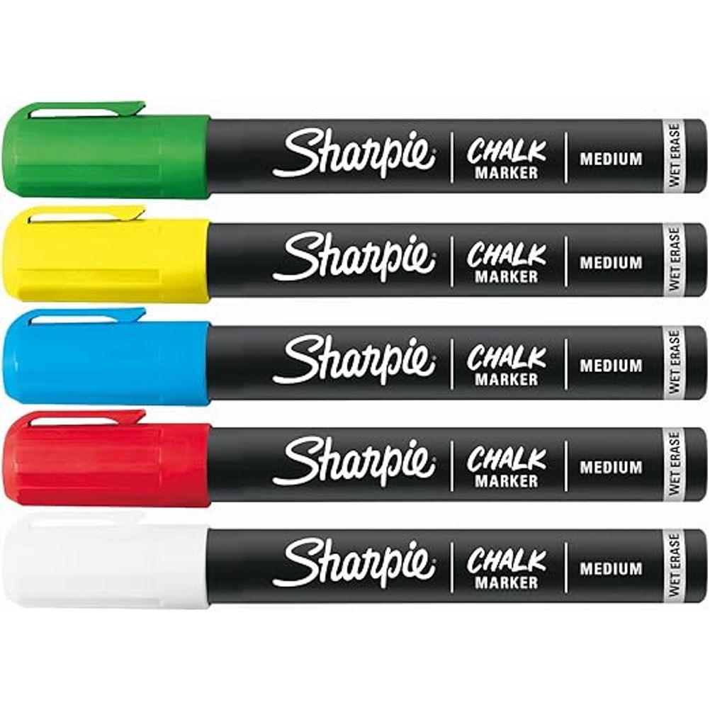 Sharpie Marcador para Vidrio Chalk, 5 Piezas, Varios Colores