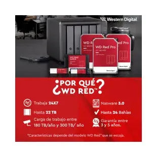 Disco Duro para NAS Western Digital WD Red Plus 3.5", 10TB, SATA III, 6 Gbit/s, 7200RPM, 256 MB Caché