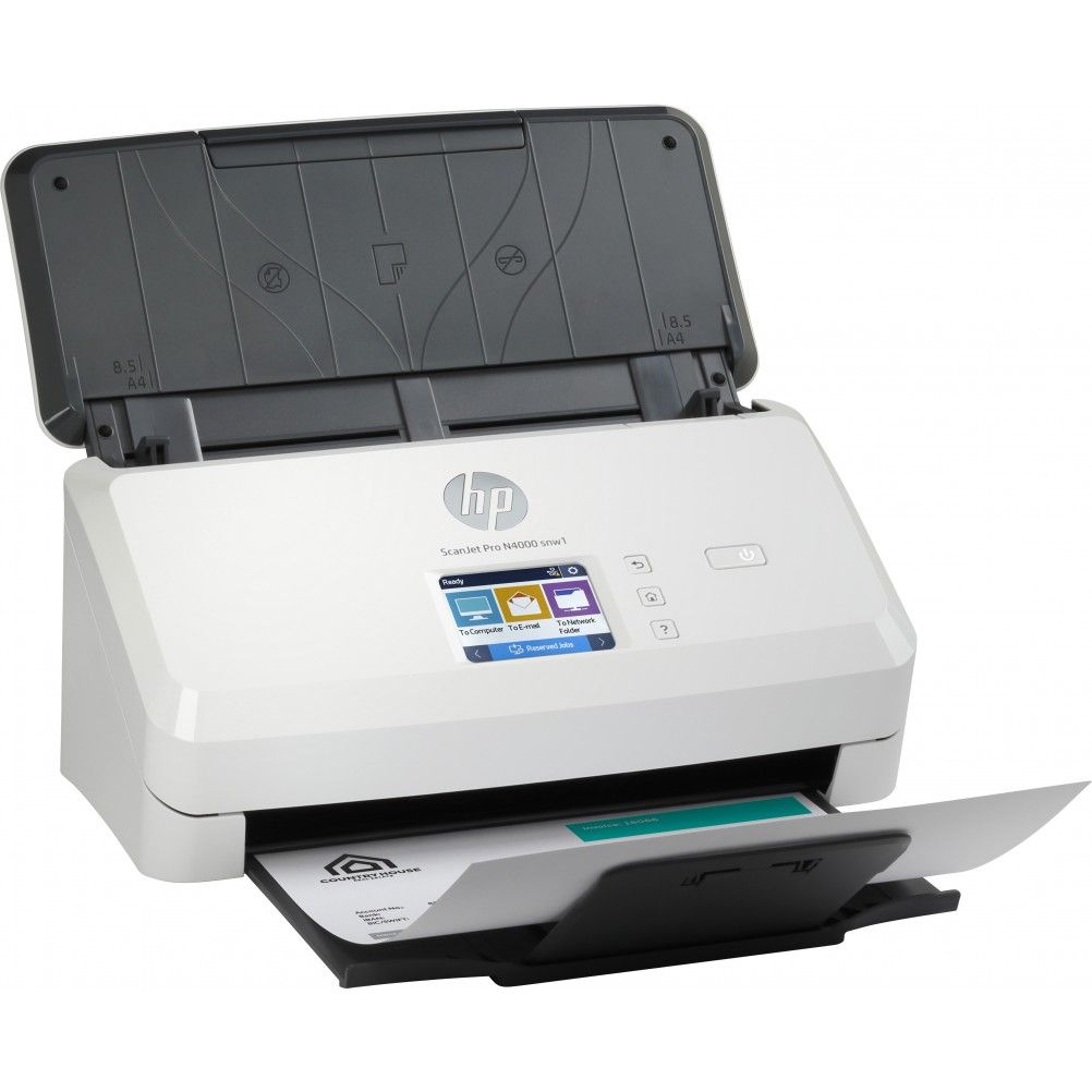 Escáner HP Scanjet Pro N4000 Snw1, 600 X 600 Dpi, Escáner Color, Escanadeo Dúplex, Usb, Negro/Blanco 6Fw08A