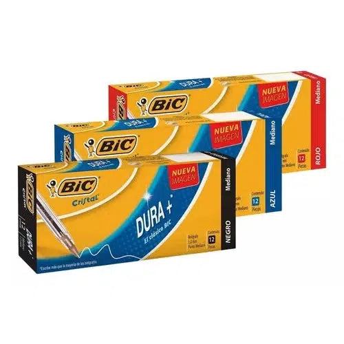Kit Plumas Lapiceros Bic Dura+ Punto Mediano 1 Mm 36 Piezas