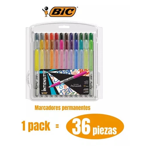 Marcadores Permanentes Bic Intensity Punto Fino 36 Unidades
