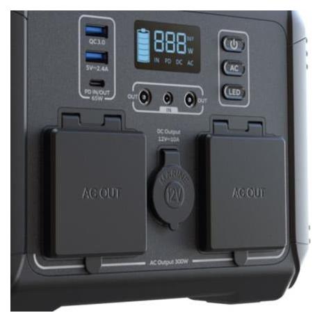 Generador Eléctrico Portátil Forza FPP-T300 300W Tomas 2AC/6DC 2 Ventiladores Pantalla LCD Panel de Control Integrado