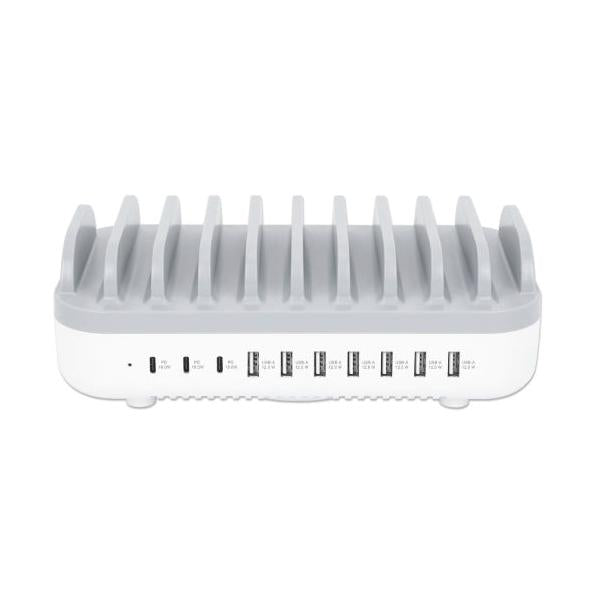 Manhattan Estación de Carga 180856, 7x USB A, 3x USB C, Blanco/Gris