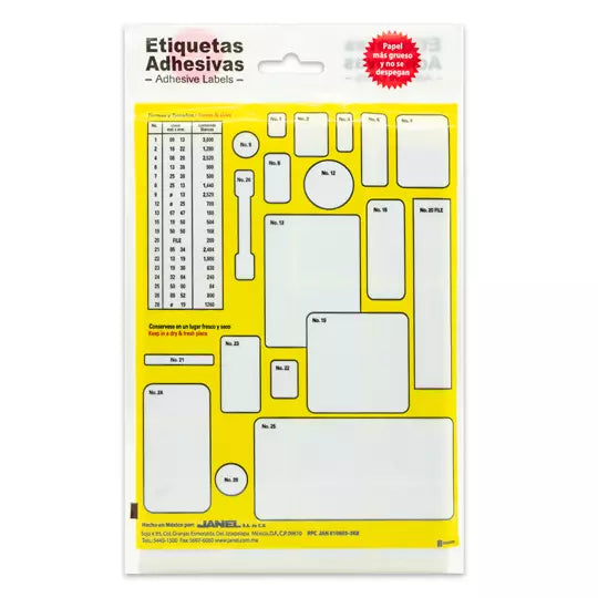 Etiqueta blanca JANEL clasica no. 25 con84 etiquetas de 50x100mm