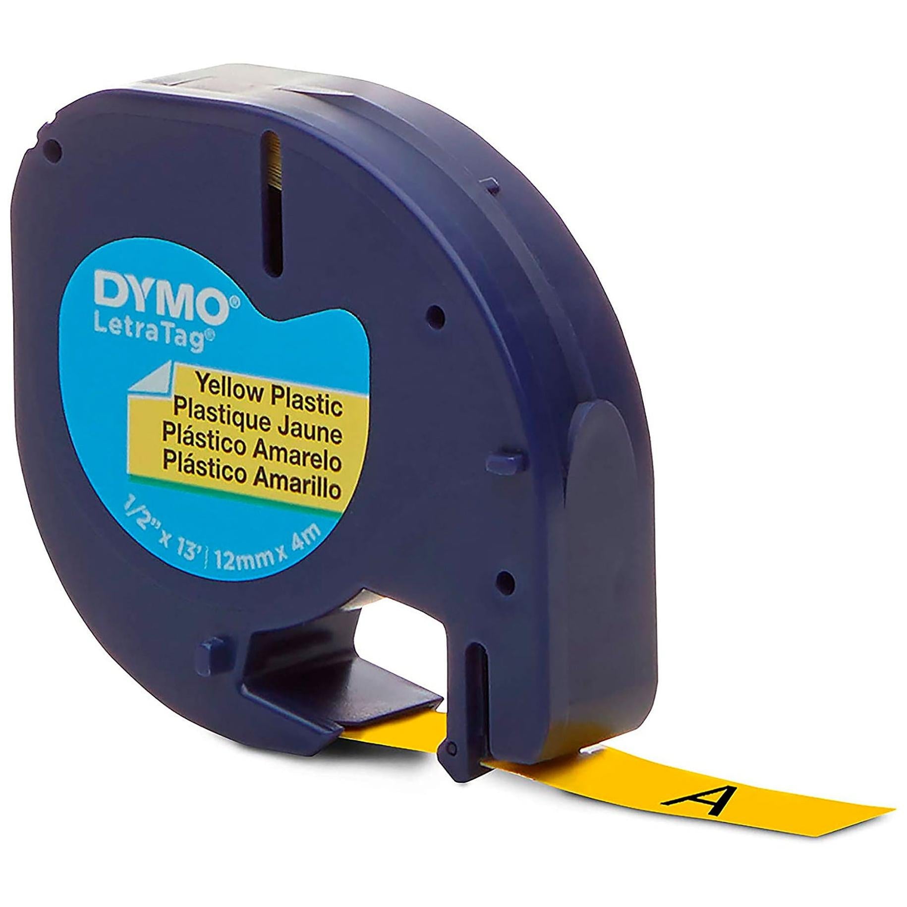 Cinta Etiquetadora Dymo Letratag Negro Sobre Amarillo