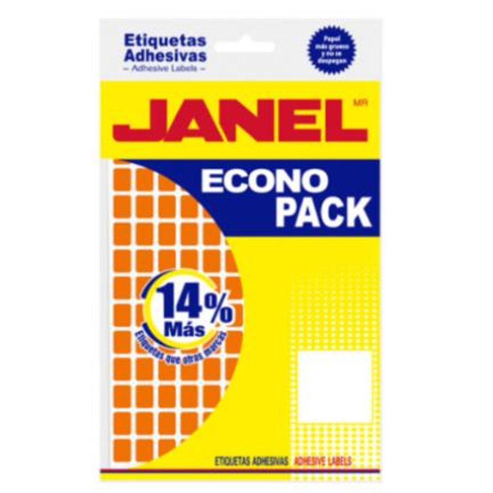 Etiquetas Adhesivas Janel Econopack No 4 (8x20mm)  Papel Flourecente Naranja 1008 Etiqueta(s)