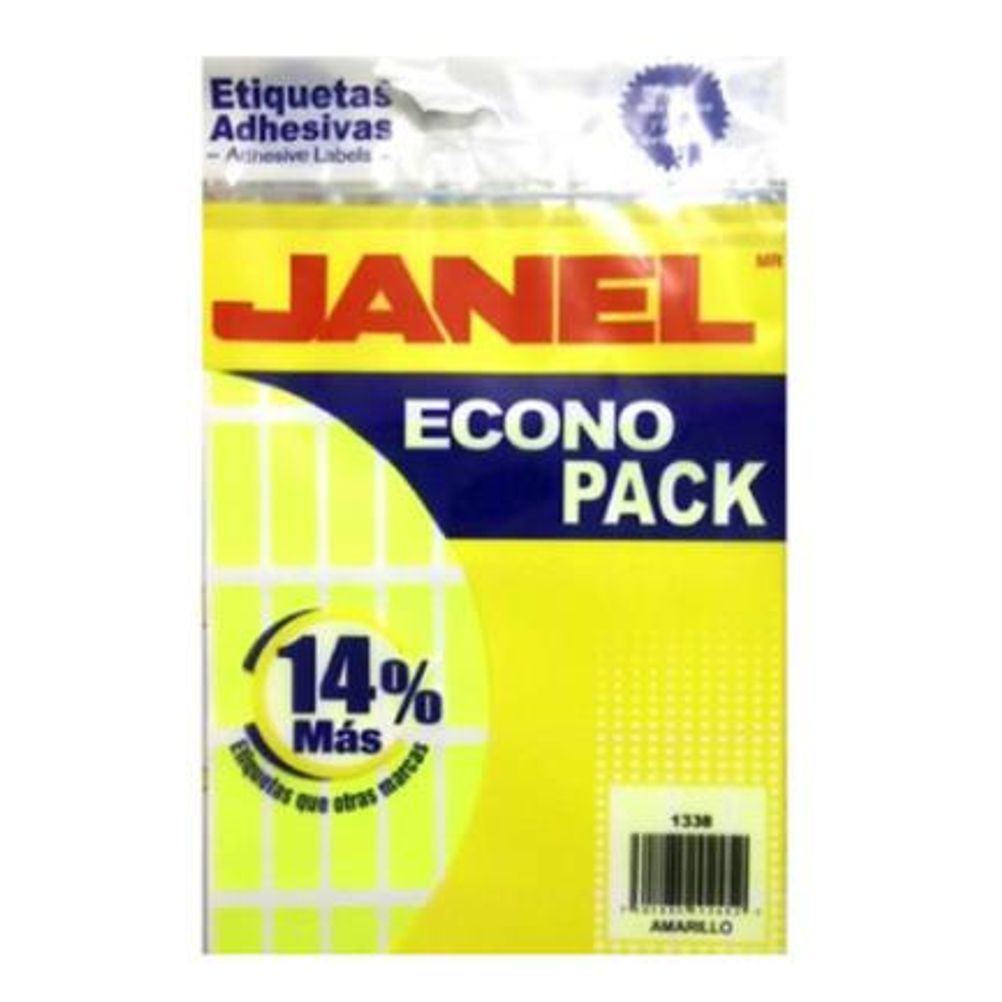 Etiquetas Adhesivas Janel Econopack (13x38mm) Papel Flourecente Amarillo 400 Etiqueta(s)