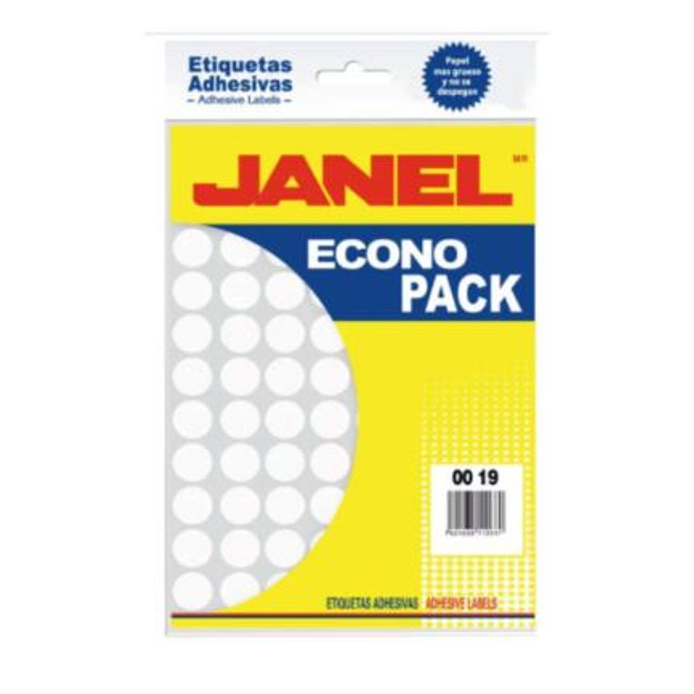Etiquetas Adhesivas Janel Econopack (00x19) Papel Glasin Blanco 1260 Etiqueta(s)