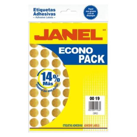 Etiquetas Adhesivas Janel Econopack E060019210 (00x19mm) Acrílico Base Agua Redonda Fluorescente Plata 560 Etiqueta(s)