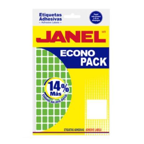 Etiquetas Adhesivas Janel Econopack No 4 (8x20mm) Acrílico Base Agua Cuadrado Papel Flourecente Verde 1008 Etiqueta(s)