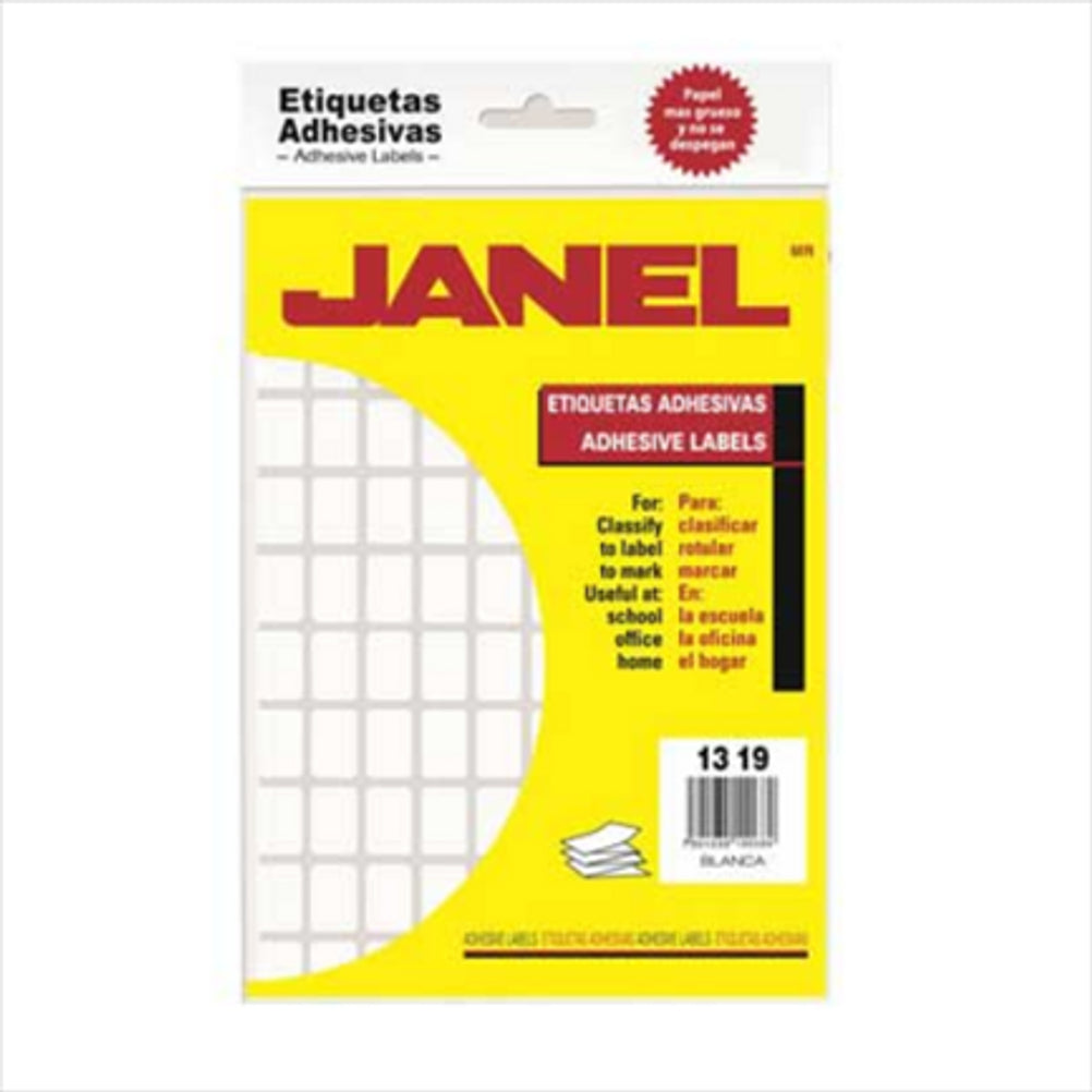 Etiquetas Adhesivas Janel (13x19) Papel Glasin Blanco 1800 Etiqueta(s)