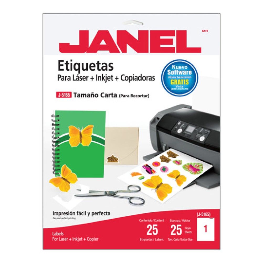 Etiquetas Autoadhesivas Janel 1085165101 Laser, Inyeccion de Tinta 500 Pieza(s) Blanco