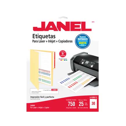 Etiquetas Autoadhesivas Janel 1085266200 Laser, Inyección de Tinta 750 Pieza(s) Blanco
