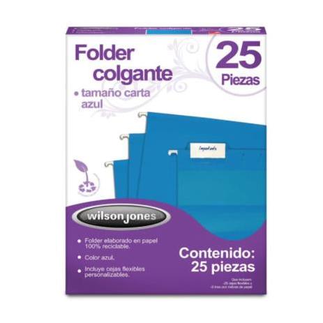 Folder Acco Colgante Carta Color Azul c/25 Piezas