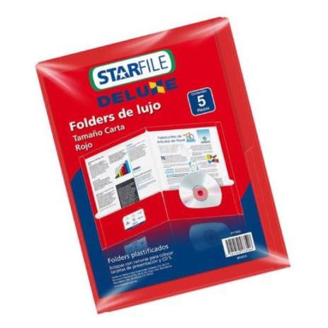 FOLDER STARFILE DELUXE ROJO CARTA 24X30 C/5PZA